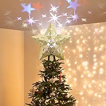 Trakxy Christmas Tree Topper, Christmas Star Tree Topper with Built-in Rotating LED Star Projector Lights, 8 Inch Pentagram Tree Toppers Christmas Ornament for Indoor Xmas Tree.