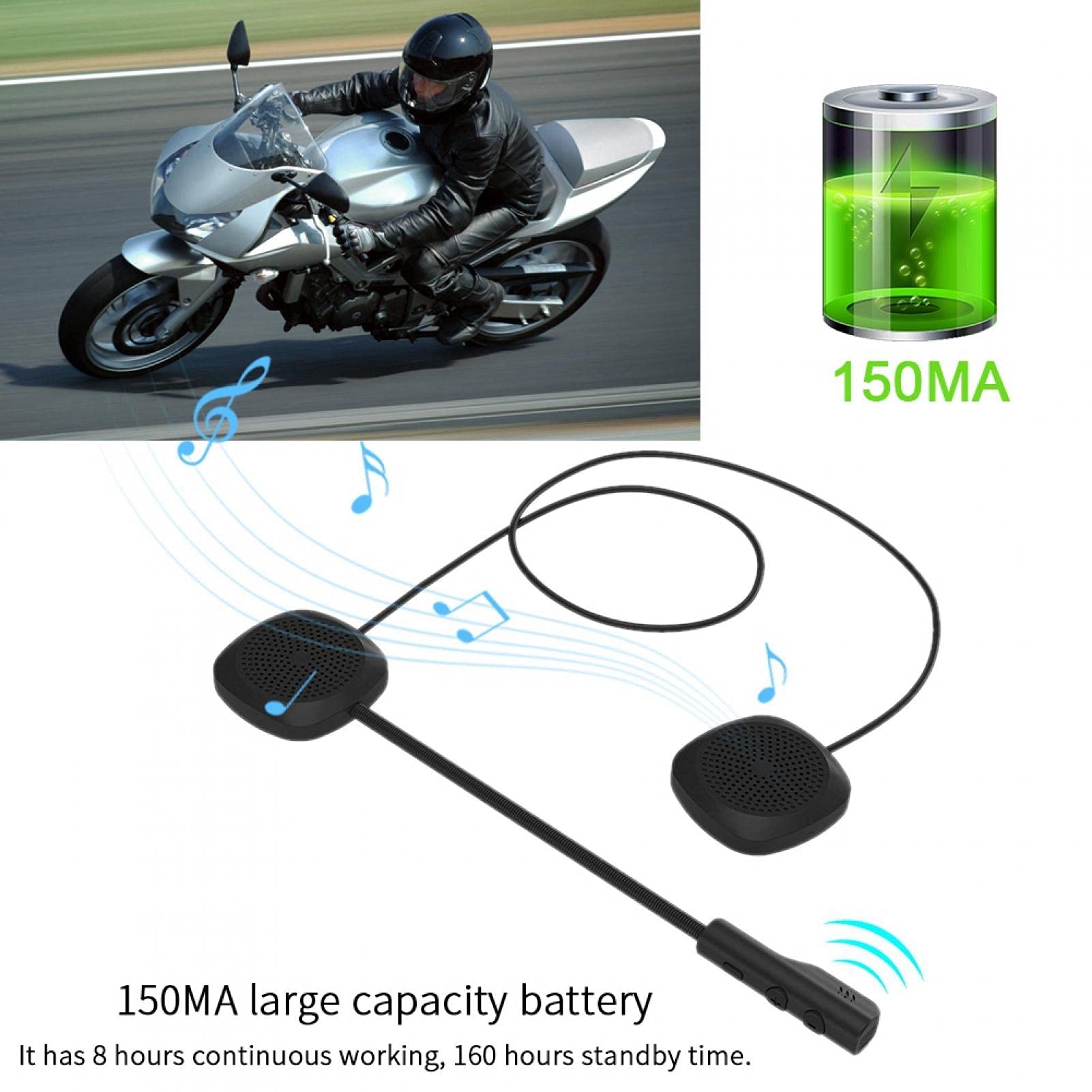 OUKENS Écouteur Bluetooth, MH04 5.0 Haut-parleurs Casque de Moto Mains Libres Casque Bluetooth stéréo Musique Appel écouteur
