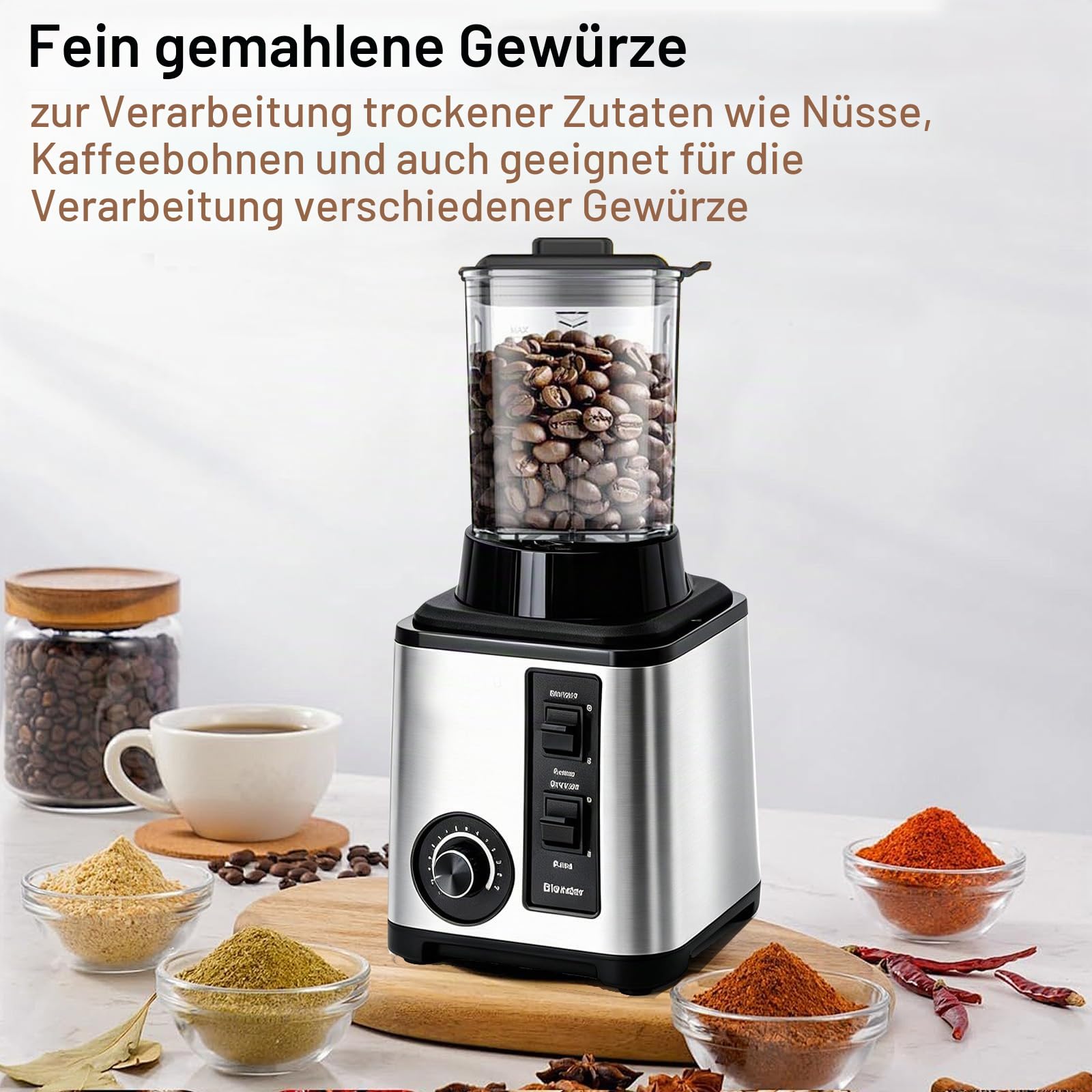 8-in-1 Standmixer Küchenmaschine Kombiniert Blender Zerkleinerer Mühle