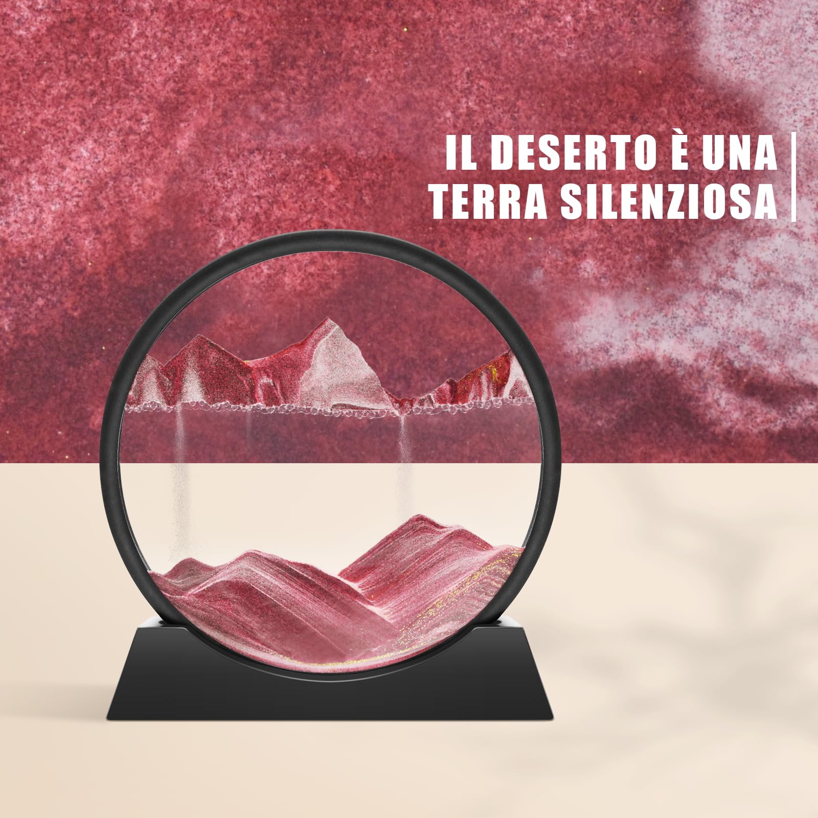 Wai Danie Pittura di Sabbia Che Scorre Quadro Sabbia Movimento sabbia dinamica 3d Hourglass Deep sea Sandscape Display Decorazioni per la Casa e l'ufficio Giocattoli da Scrivania (caramello, 12'')