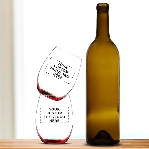 Miniatura 7 de Juego de 100 copas de vino personalizadas sin tallo, 9 onzas, paquete personalizado a granel, ideal para recuerdos de boda, decoraciones de