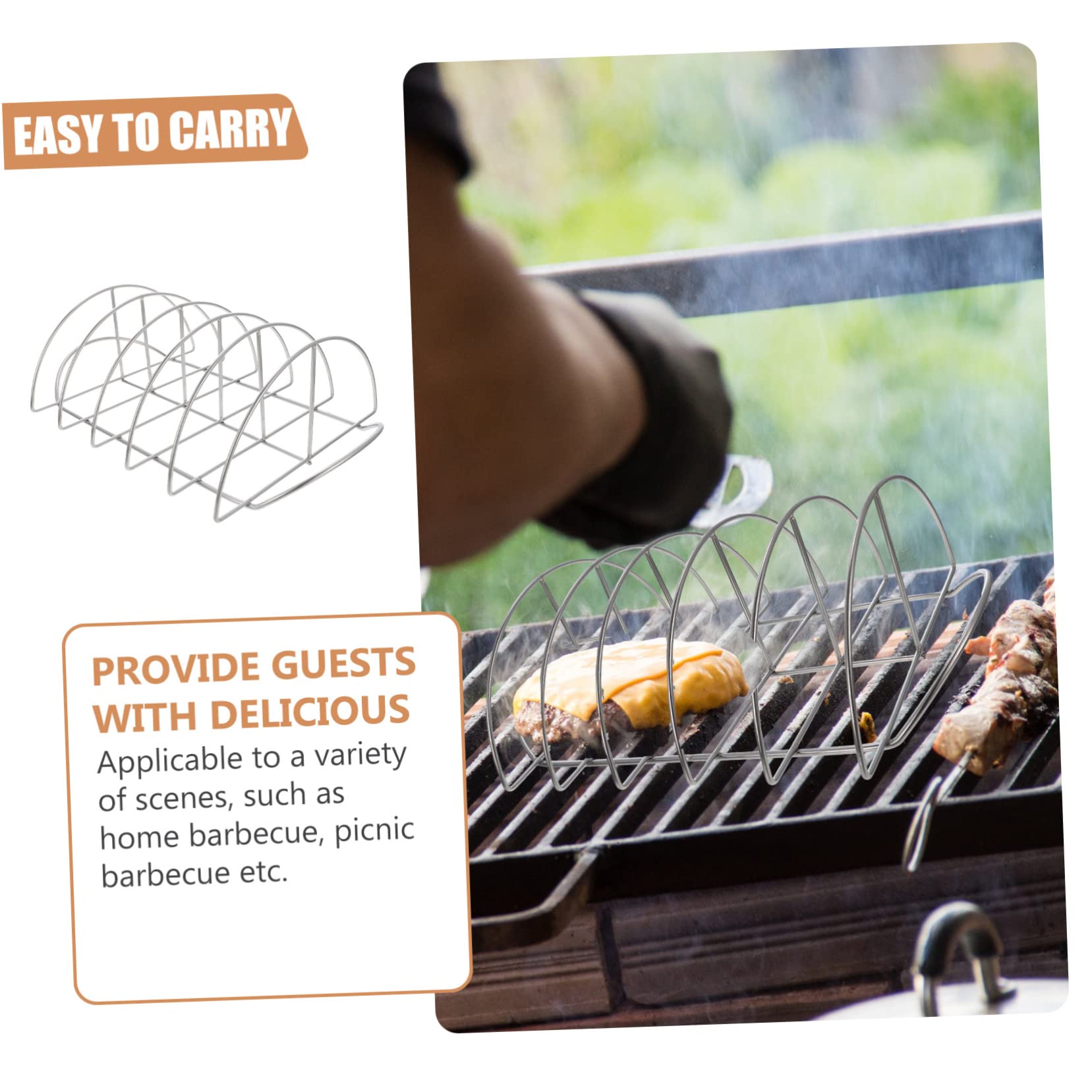 Sosoport Edelstahl Rippenhalter mit Allround Luftzirkulation Tragbarer Rippchenständer für Picknick und Hausbarbecue Praktisches Grillzubehör in Silber