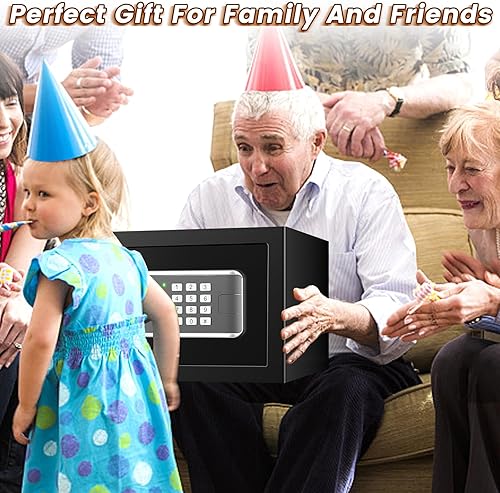 Miniatura 2 de Caja fuerte ignífuga pequeña de 0.7 pies cúbicos para uso doméstico, caja de seguridad digital para el hogar con cerradura de combinación y teclas