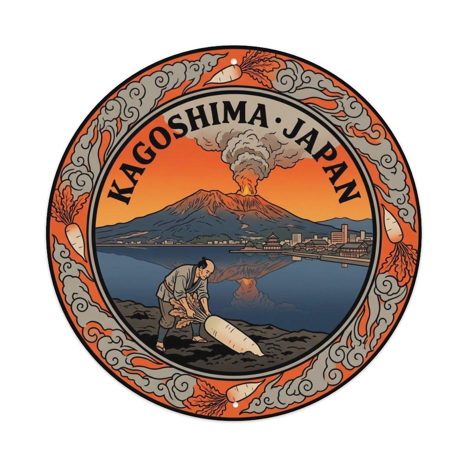 Sakurajima Kagoshima Volcano Island Nature Scenic Japan Metal Tin Sign