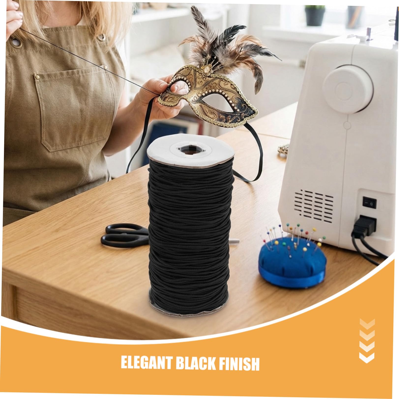 Schwarze Elastische Schnur 3mm, 100 Yards für Schmuck, Perlen