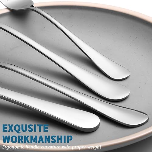 Miniatura 4 de Juego de cubiertos de 60 piezas de acero inoxidable para 12, incluye tenedores, cucharas, cuchillos, pulido con espejo, apto para lavavajillas