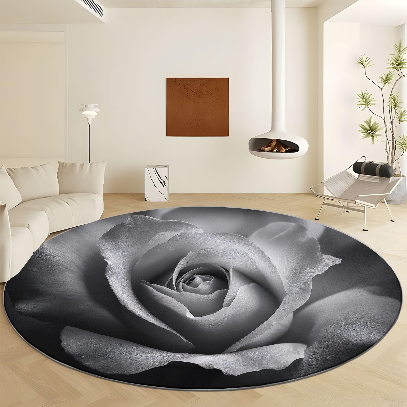 Tapis salon gris lavable en machine de 90 cm avec envers antidérapant pour salle à manger