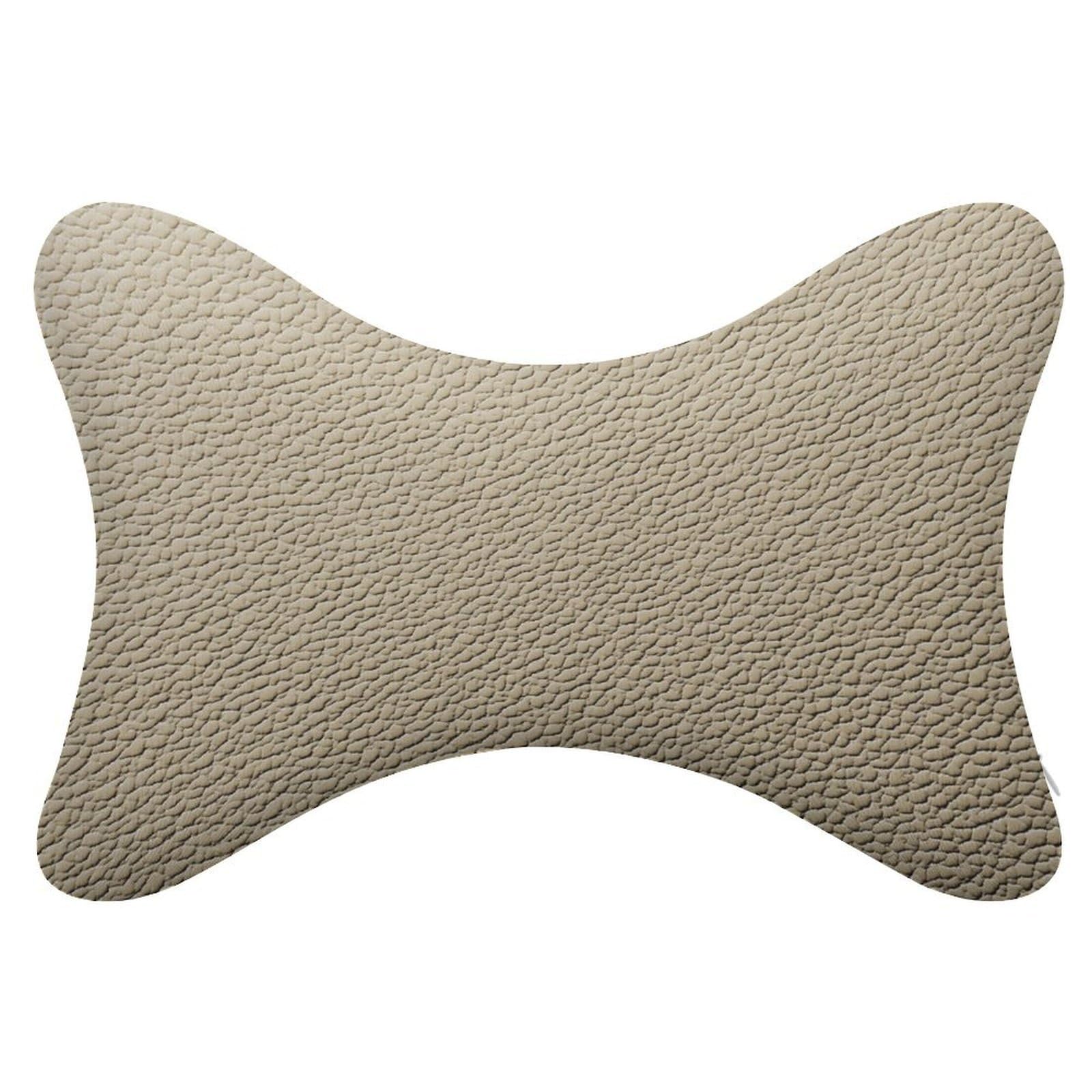 Juego de 2 almohadas de cuero beige para el cuello del coche, almohadas de viaje para el cuello, reposacabezas de automóvil, almohada de hueso para asiento de coche