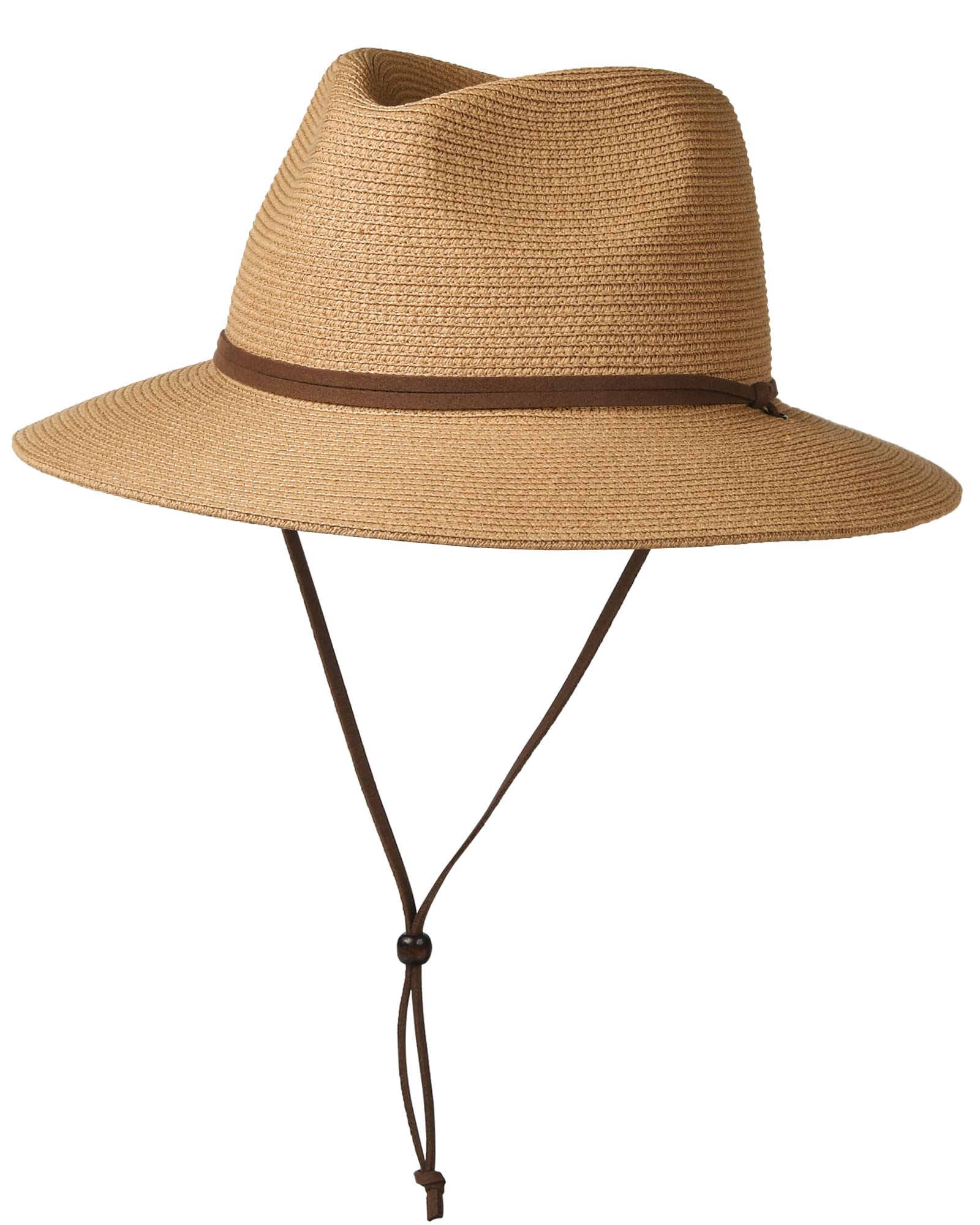 FURTALK Unisex Panama Hat Wide Brim Summer Hat UV Protection Sun Hat with Chin Strap Beach Hat for Men and Women Adjustable Straw Hat