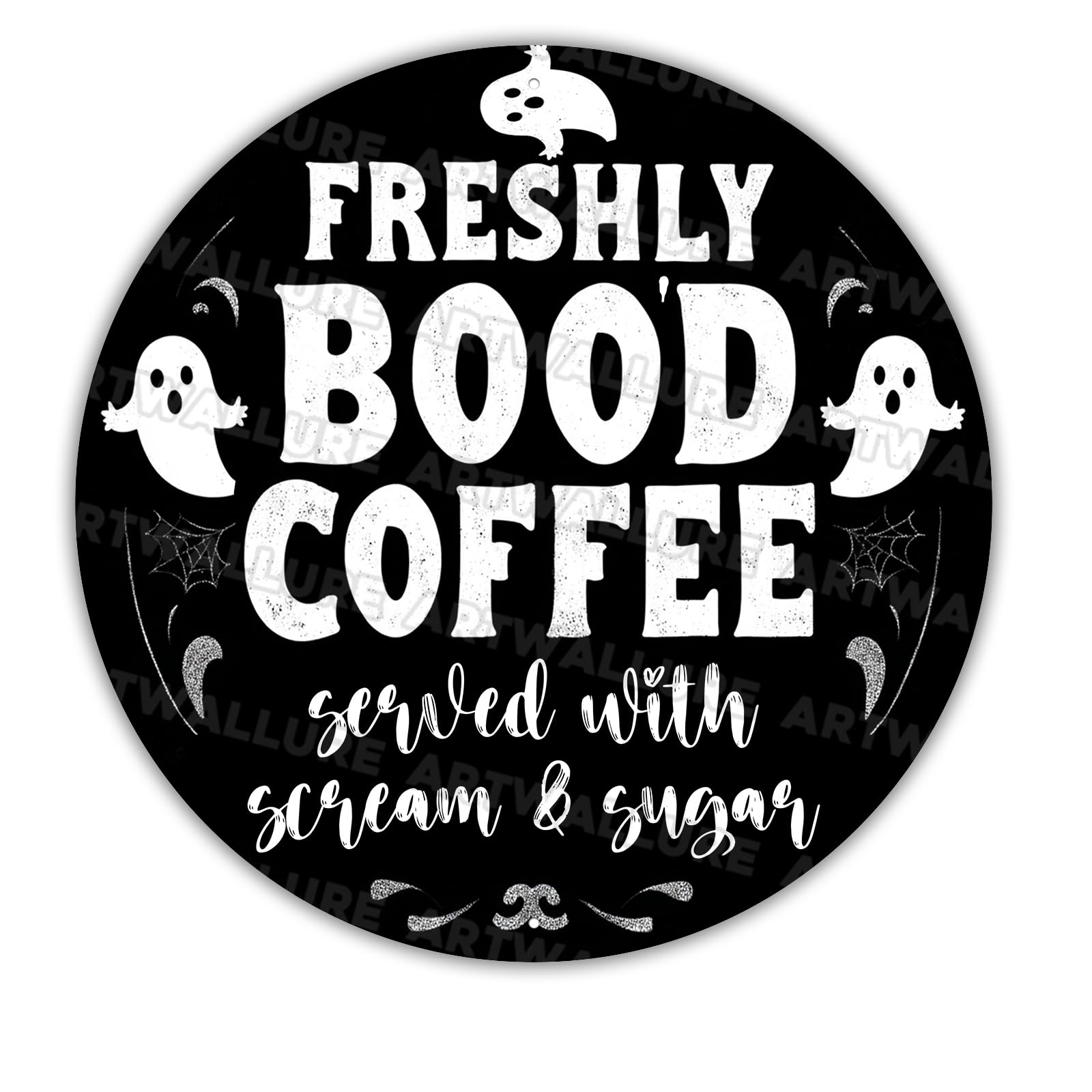 Freshly Boo'd Coffee Metal Tin Sign Halloween Kitchen Decor Vintage Cafe Wall Art Retro Gothic Plaque Spooky Bar Home Decor 12x12inch