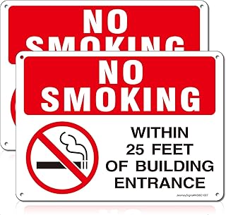 No Smoking Within 25 Feet of Building Entrance Sign,2Pack -10"x7" Rust Free Reflective Aluminum, Fade Resistant, UV Protected, Weatherproof, Easy to Mount, Indoor/Outdoor Use.