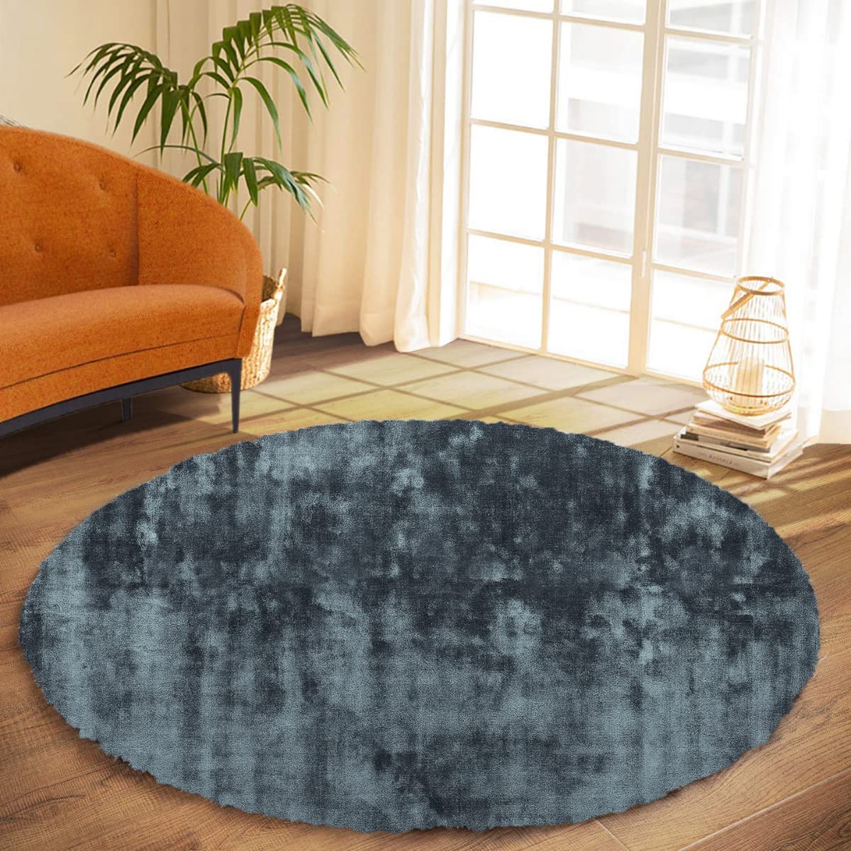Hometail Anti-Slip Soft Velvet Round Circular Carpet Area Rug Mat Fluffy Thick Microfiber High Density Velvet Fur Non-Shedding Living Room Carpet Mat (Dark Grey, 5x5 Feet) (B0B9YBWP1Y) Amazon Price History, Amazon Price Tracker
