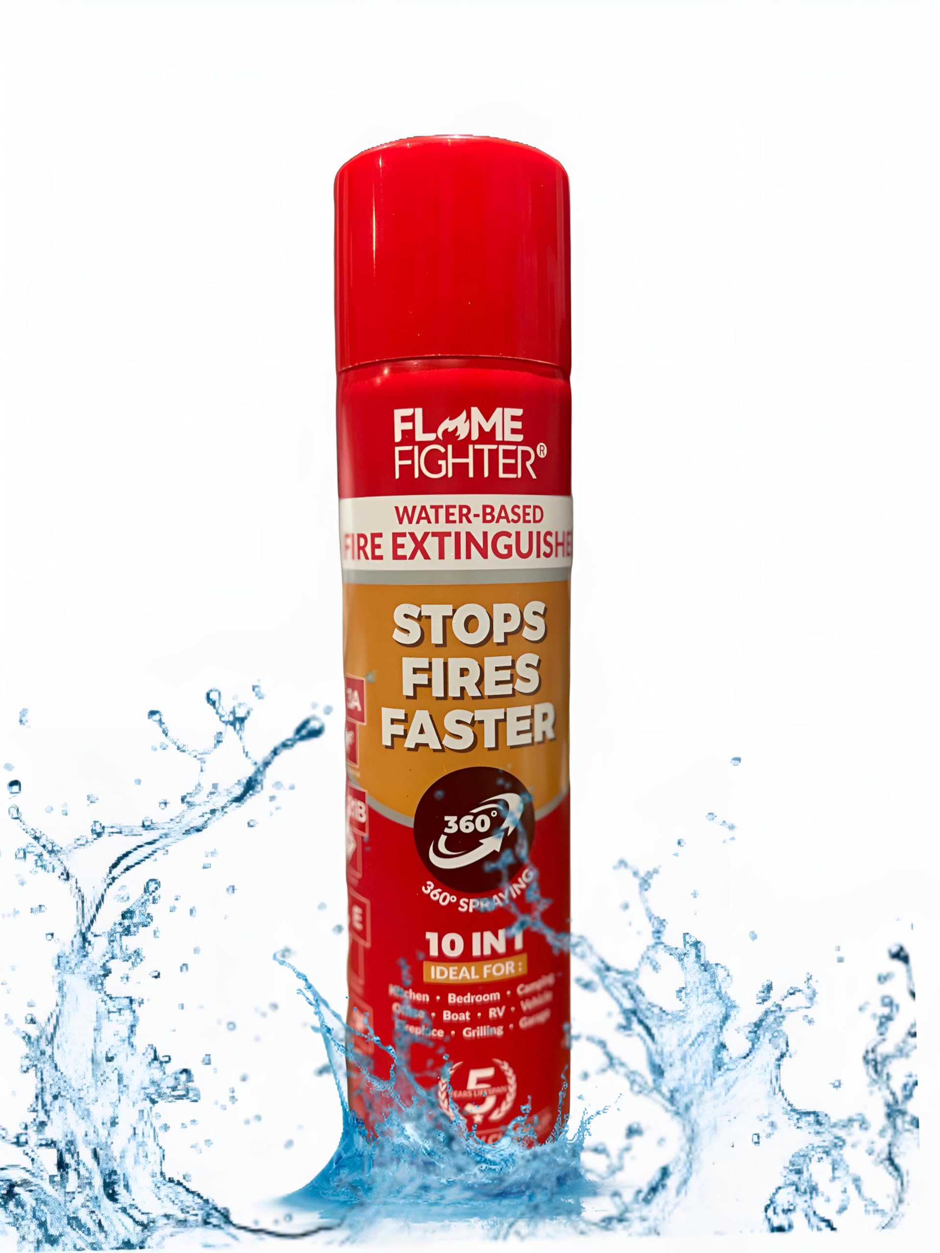 Fss Uk Introductory Offer !!! 500 Ml Water Mist Fire Extinguisher For All Fires. 10 In 1. Ideal For Home Kitchen Taxi Caravans Boats Workshops And Offices. Lithium Battery Fires.