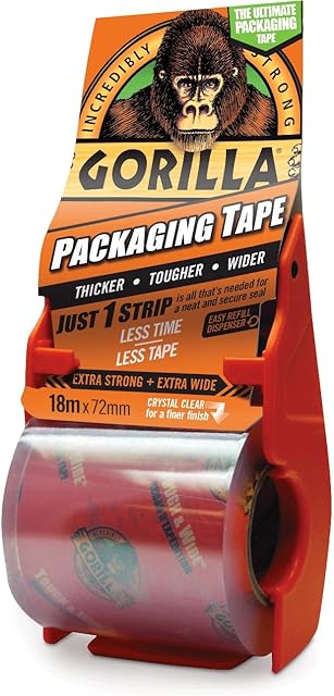 Gorilla Packaging Tape Clear 18m And Dispenser