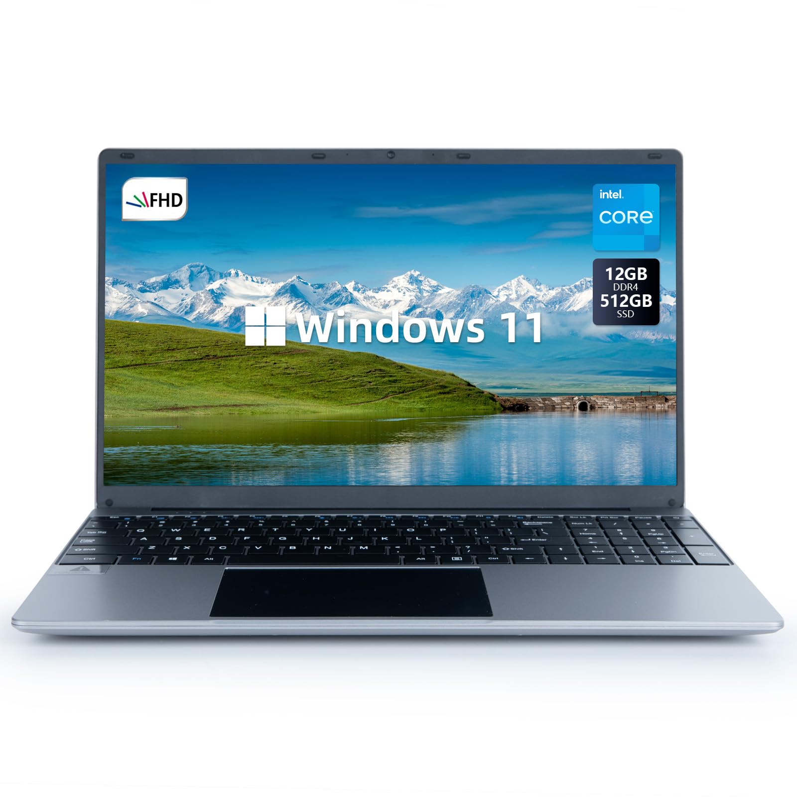 Laptop 15.6''12GB DDR4 512GB SSD Quad-Core Intel Celeron N5095 Processors Windows 11 Laptop Computer,1080P IPS Full HD Laptop,USB 3.0,Up to 2.9Ghz,Bluetooth 4.2,2.4G/5G WiFi,Long Battery Life