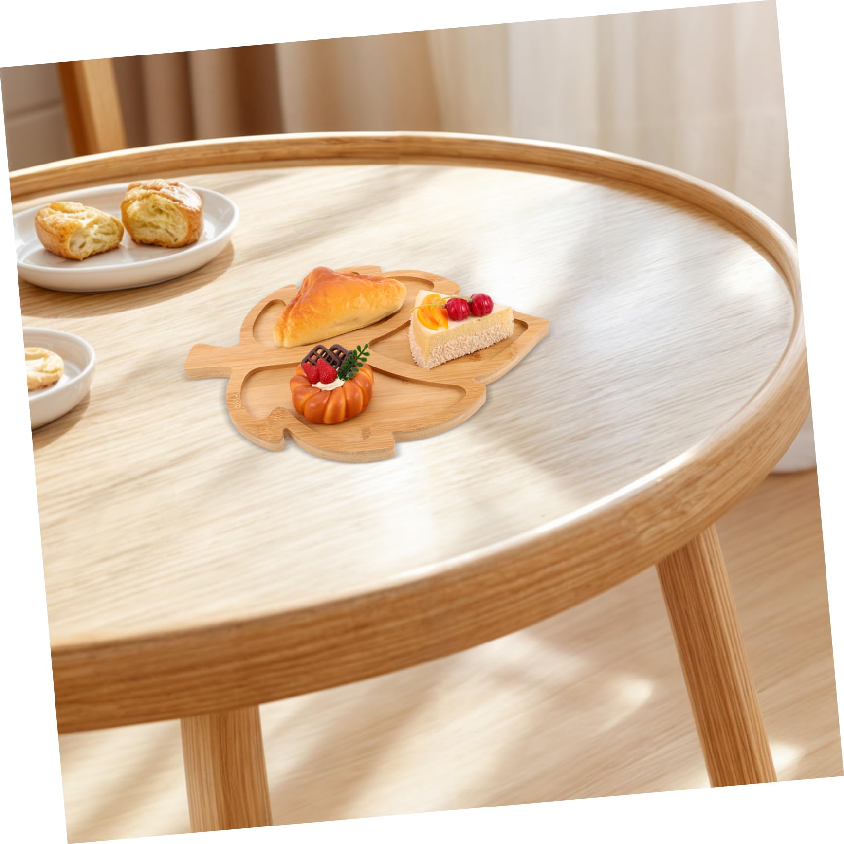 ABOOFAN Feuille en Bois Plateau de Service, Compartimenté, pour Fruits