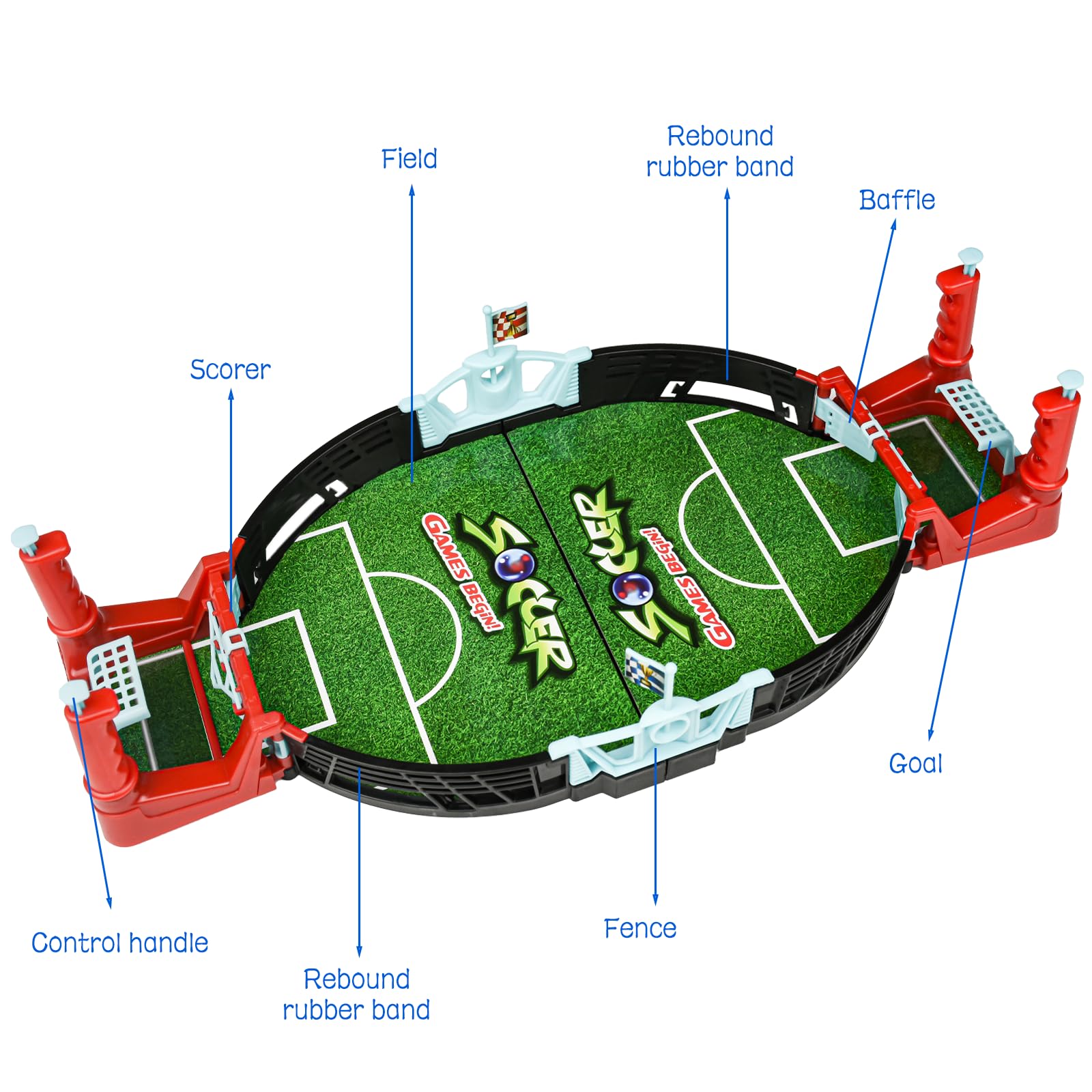 Baby Foot De Table Vusddy - Jeu De Football Miniature Pour Enfants Et Adultes - 6 Balles Incluses - 42x21cm