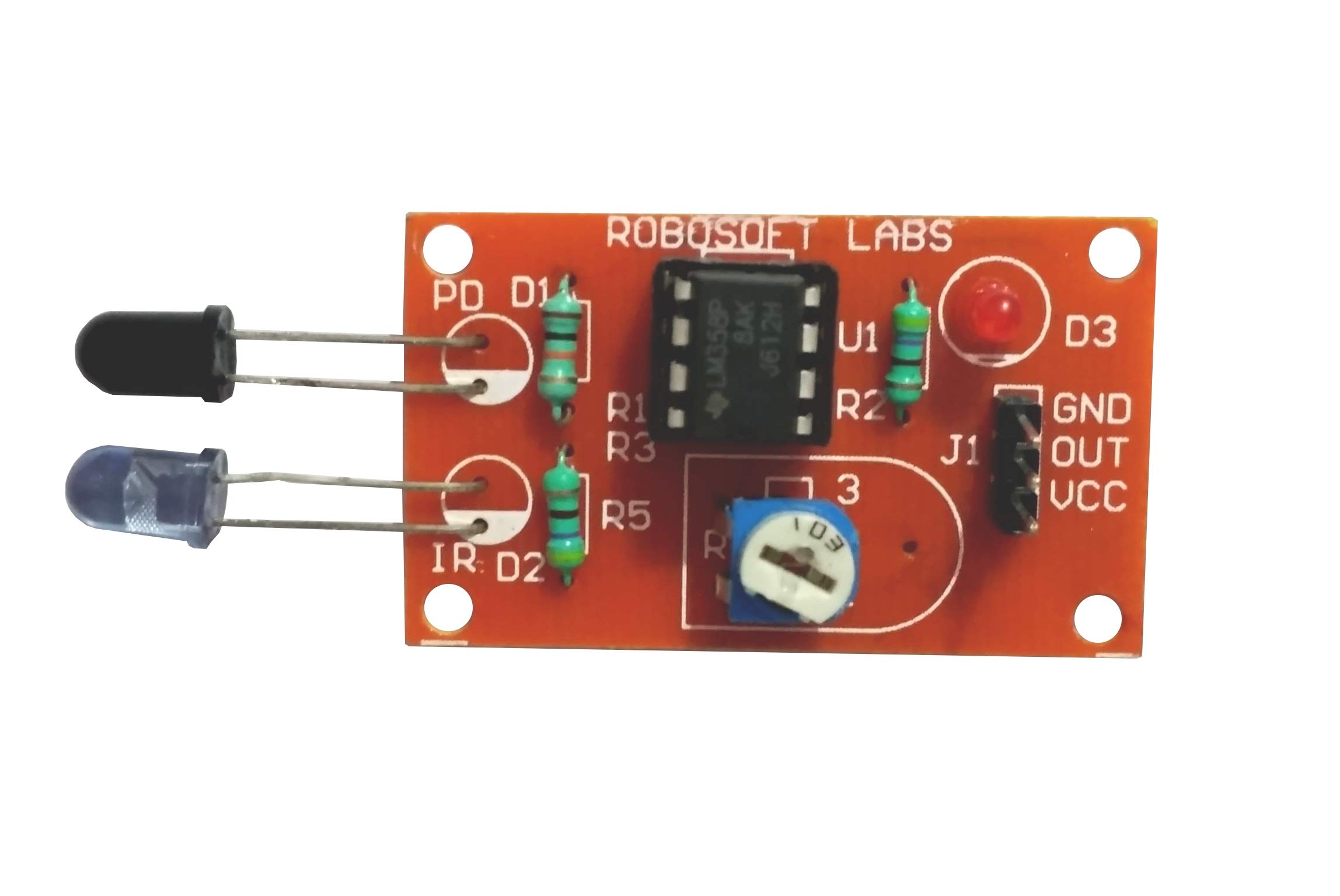 Robosoft Labs 2Pcs IR Obstacle Line Proximity Fire Color Sensor for Arduino Rasp Pi 8051 AVR for line Follower, Edge Avoider, Obstacle Avoider Robot