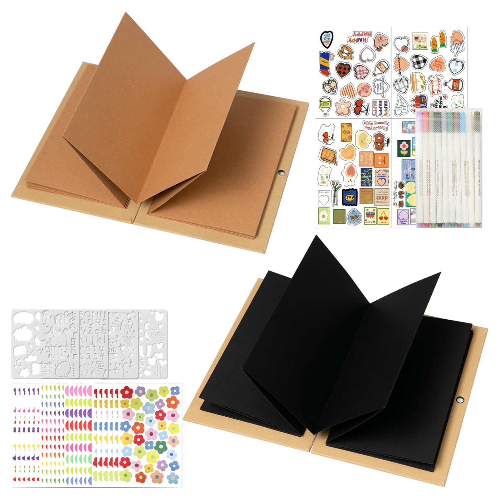 Album Fotografico a Fisarmonica Fai per Scrapbooking, Regalo Compleanno, Laurea, Anniversario, Include Adesivi e Stencil
