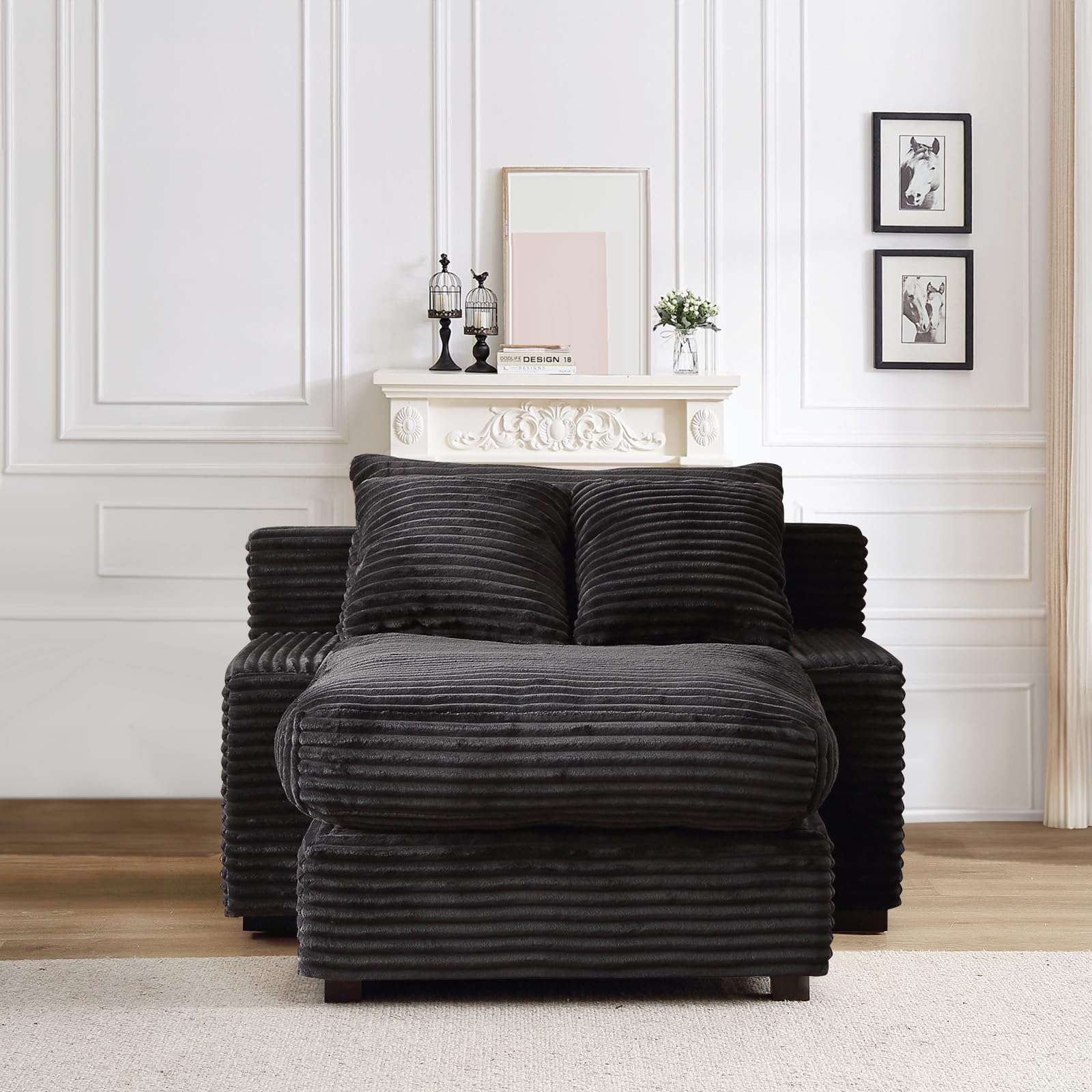 Oversized Chaise Lounge Chair Indoor, 52 Inch Lounge Sofa With Throw  Pillows And Armrests, Upholstered Lounge Chair For Bedroom Living