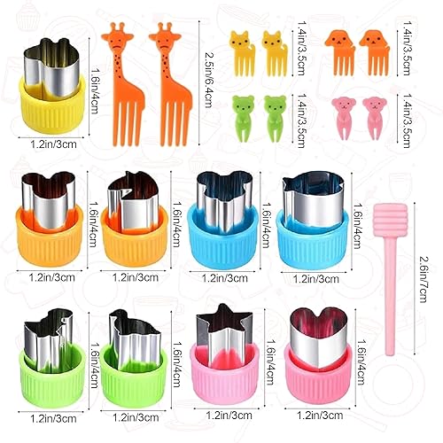 Miniatura 2 de Juego de 20 piezas de mini moldes para cortar frutas, 1.6 pulgadas, moldes para verduras y repostería, moldes para hornear y complementos