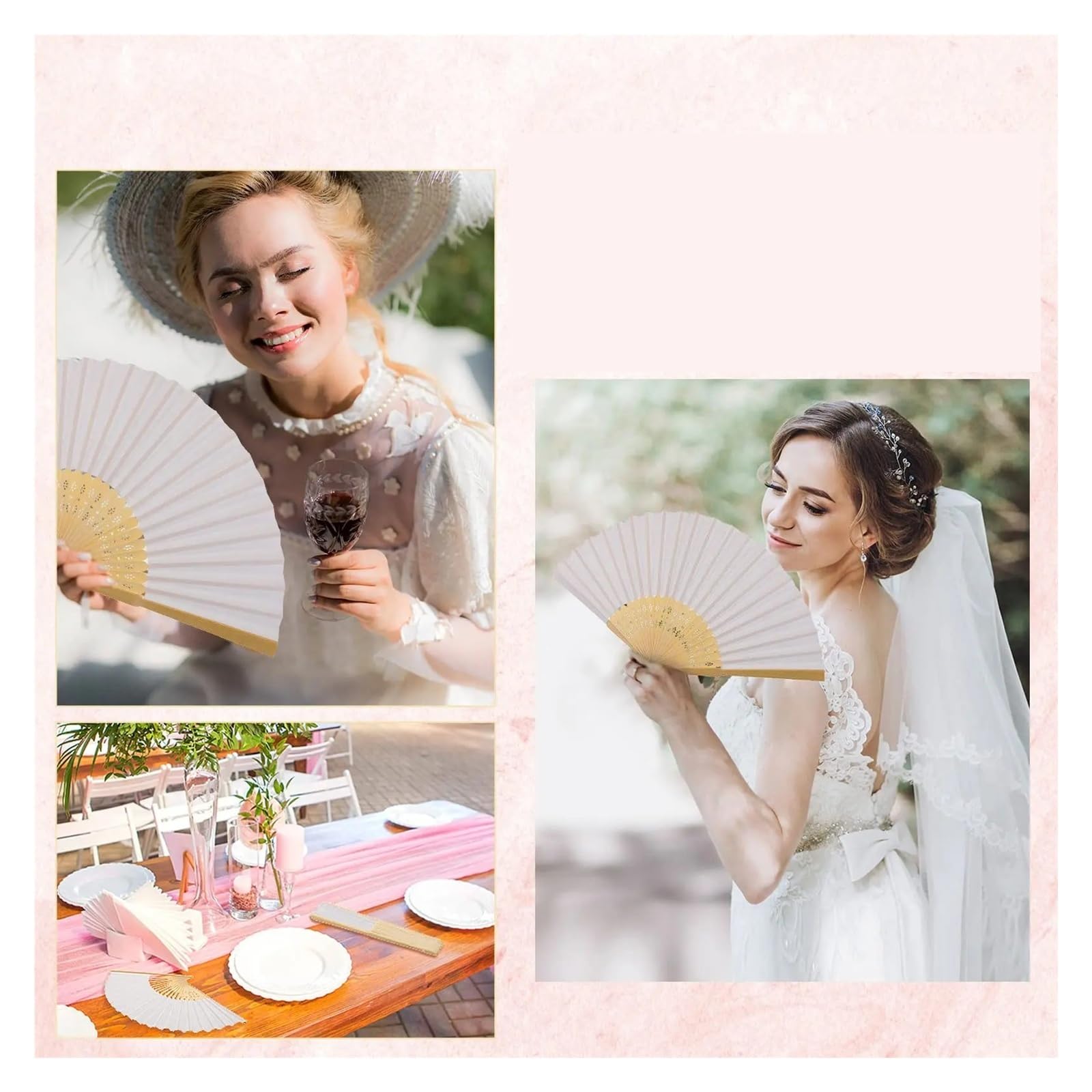 40 Stück faltbare Handfächer, Hochzeitsfächer, Hochzeit for Gäste, weiße Papierfächer, Hochzeiten, Partygeschenke Für Haushalt Wohnen(White)