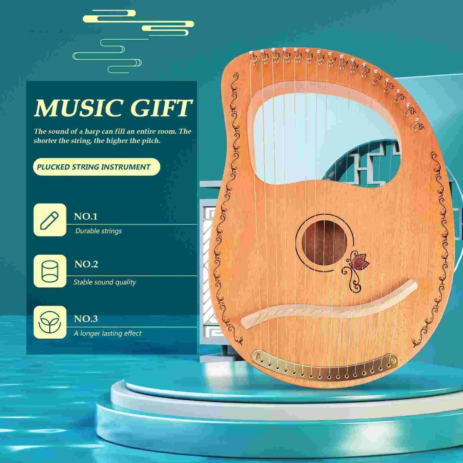 Strumento for Arpa Portatile Lap 16 Corde Lira Strumenti Musicali Accordatura in Legno 16 Corde per Adulti