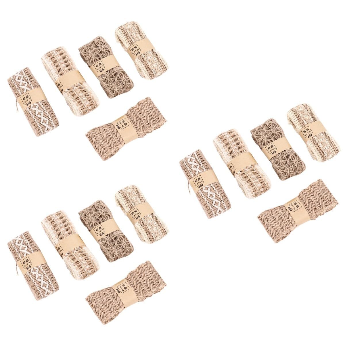 15piezas Cintas De Arpillera y Encaje De Para Manualidades Paquete De Decoración De Bodas y Material Resistente y Elegante Para Proyectos
