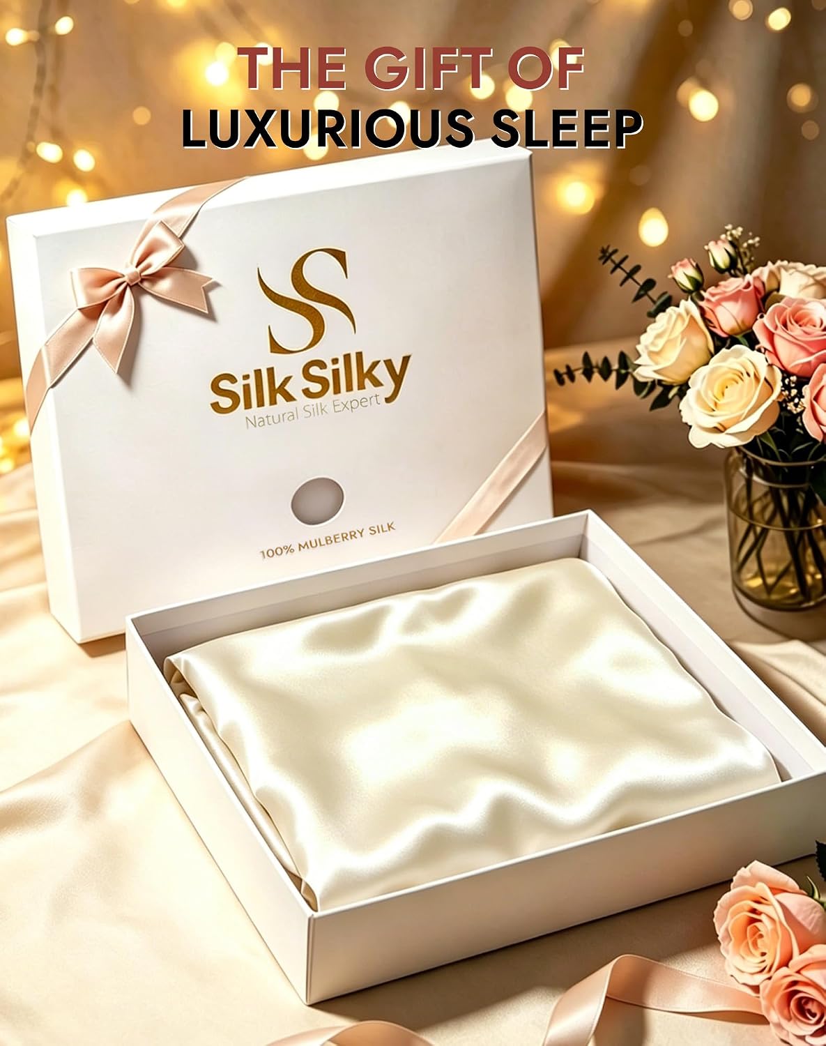 SilkSilky 30 Momme Pure Organic Silk Pillow Cases for Hair & Skin Queen