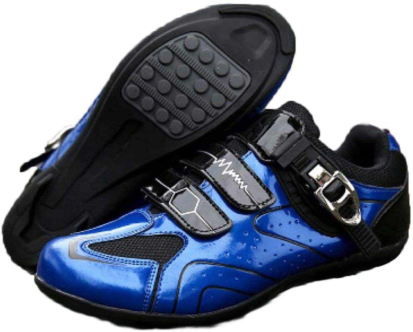 ZKHD Riding Shoes Adults' Professional Road Bike Outdoor Cycling Shoes Spin Shoes with Cleat Men's Mountain Bike Shoes,Blue-6