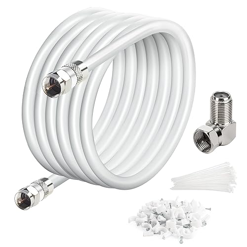 Elecan Juego de conectores de cable coaxial RG6 de 20 pies, cuádruple blindado Internet de alta velocidad 3 GHZ, antena de TV digital de banda