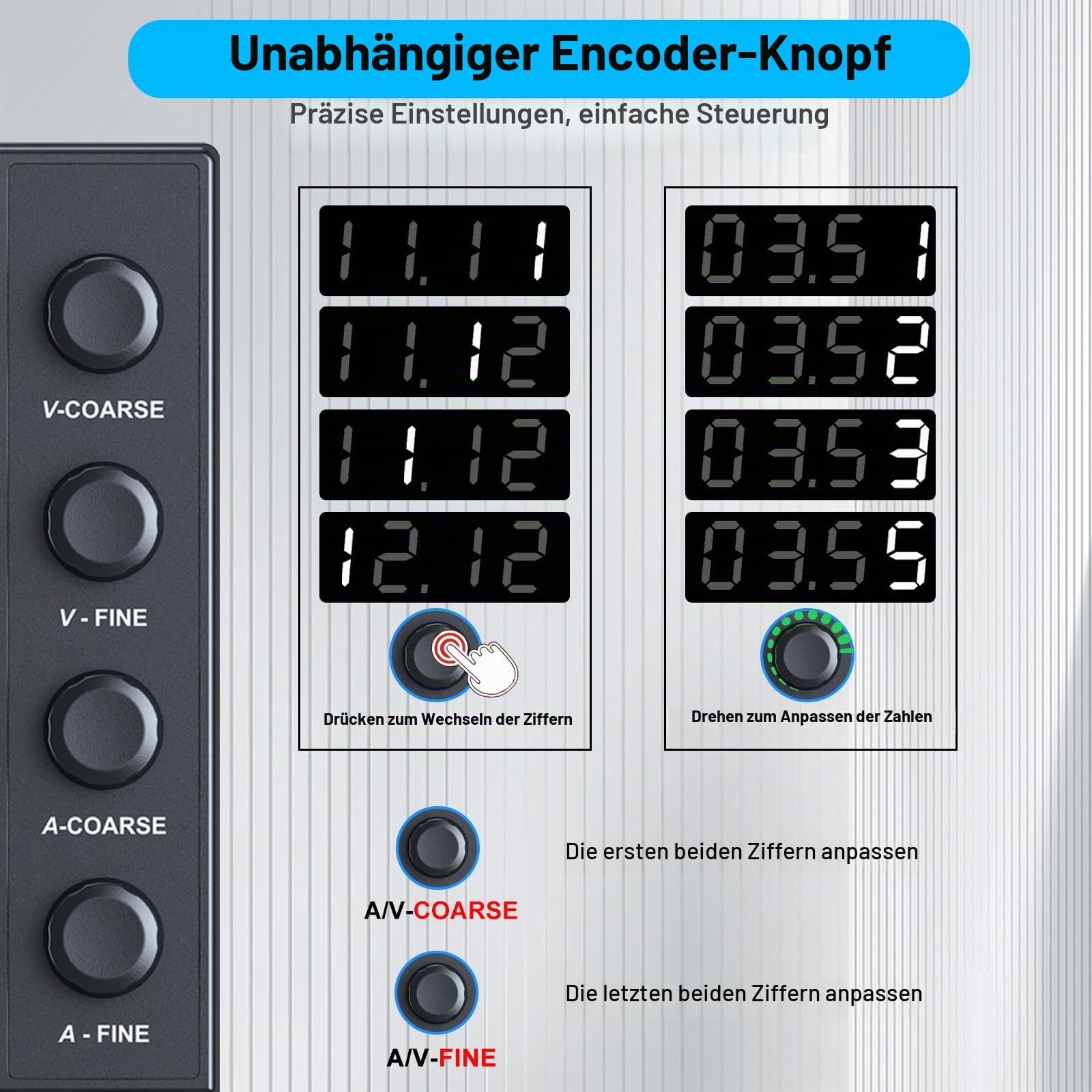 Labornetzteil 30V 10A, Labornetzgerät mit OCP-Schutz/USB-A/Type-C Schnellladeanschluss, Variables DC Regelbares Netzgerät mit 4-Stellige LED-Anzeige Gebereinstellknopf