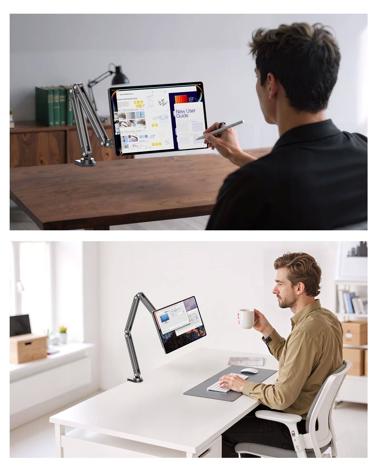 KU XIU Supporto magnetico per Samsung Galaxy Tab 14.6 pollici, braccio regolabile pieghevole per scrivania, supporto per tablet in lega di alluminio per Galaxy Tab S10 Ultra/S9 Ultra/S8Ultra