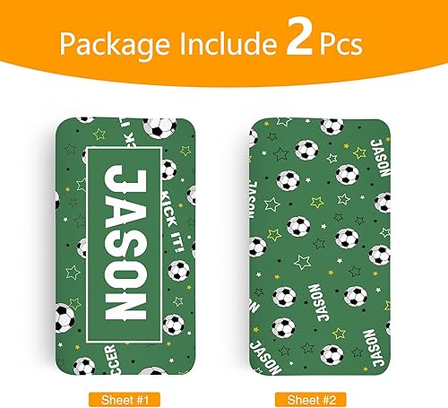 Miniatura 10 de Sábanas personalizadas para cuna de bebé, sábana bajera ajustable con nombre personalizado para funda de colchón estándar de cuna, paquete de 2