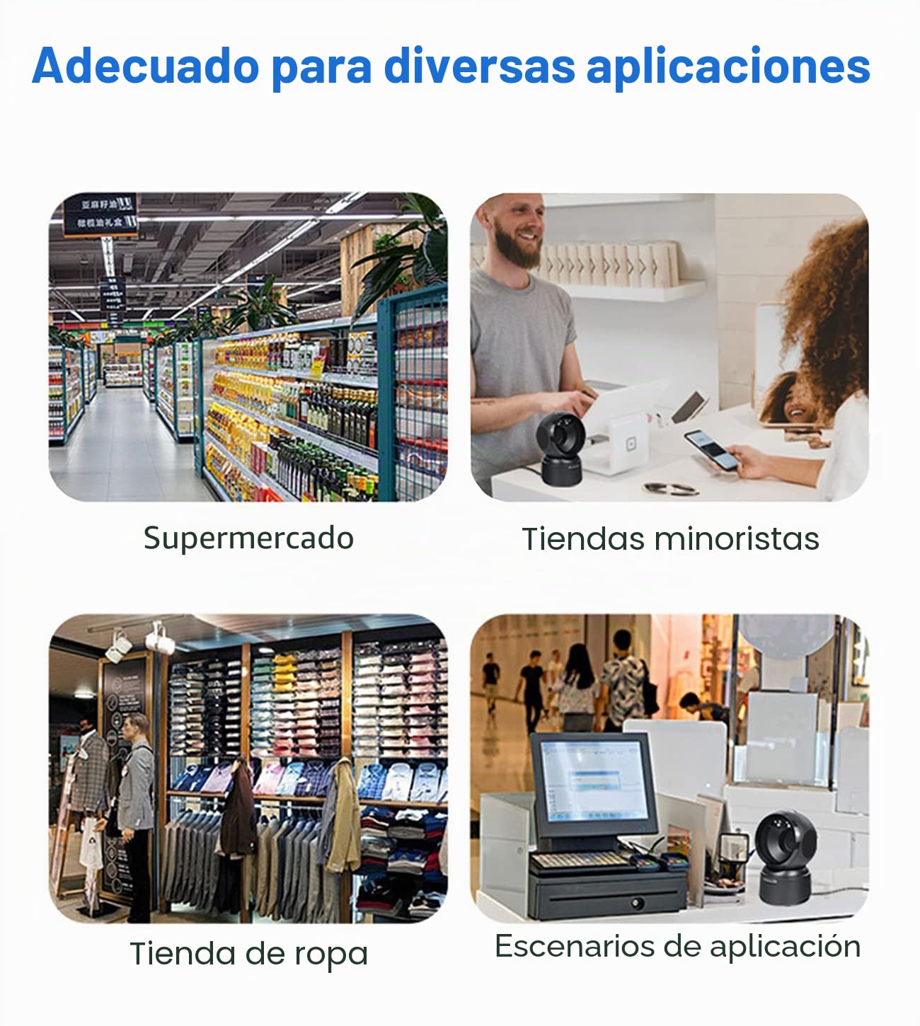 LENVII 1D 2D QR Escáner De Códigos De Barras De Escritorio Omnidireccional Lector De Código De Barras USB Barcode Scanner Manos Libres con Detección Automática Admite Escaneo de Pantalla para