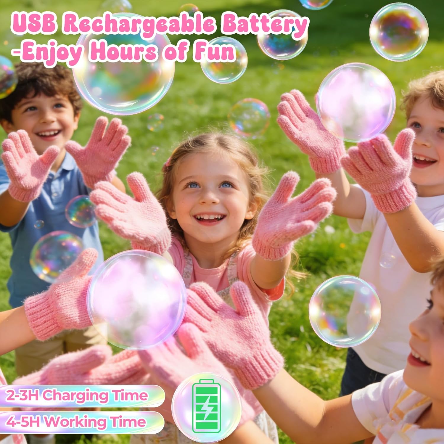 Smoke Bubble Machine, Elastic Bubble Fog Wand, Rechargeable Fog Bubble Machine with Lights & Sound, for Parties Outdoor Interactive Fun (Pink)