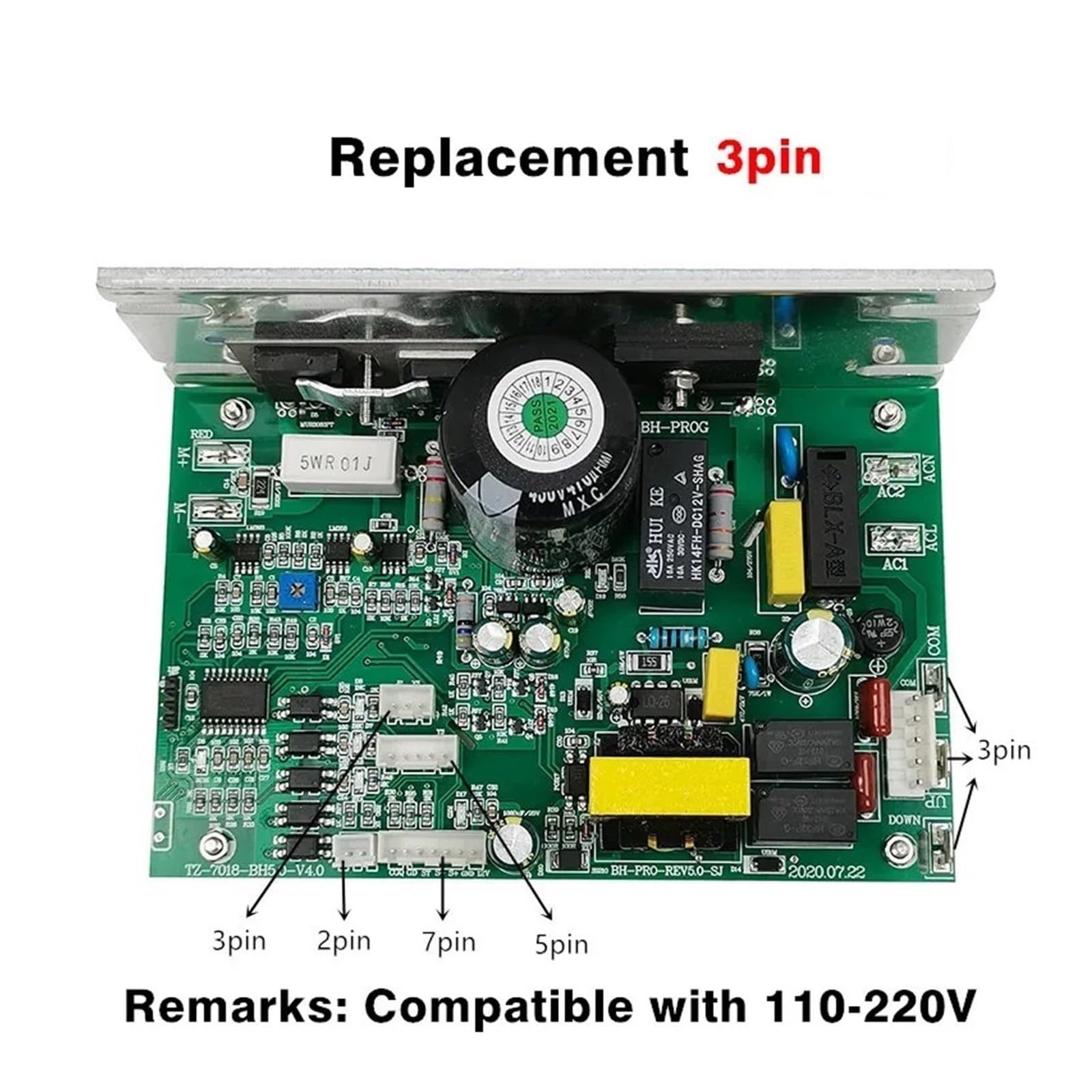 Ersatz-Laufband-Controller DCMD66 DCMD66NP, Steuerplatine for Laufband Endex DCSD57. Kompatibel Mit BH BH6435 G6515C G6448N(Replace 90-230V 3pin)
