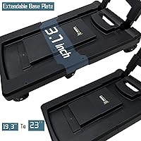 Vista 2 de WIRJIJI Carrito plegable de mano con placa base expandible, carrito de equipaje resistente de 330 libras, 6 ruedas, 23 x 13 pulgadas, carrito