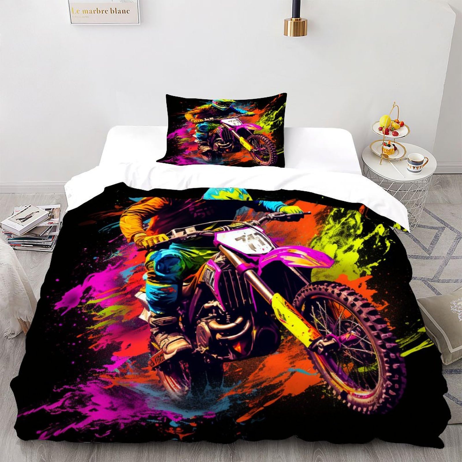 Parure de couette motocross pour une chambre d'ado dynamique et sportive
