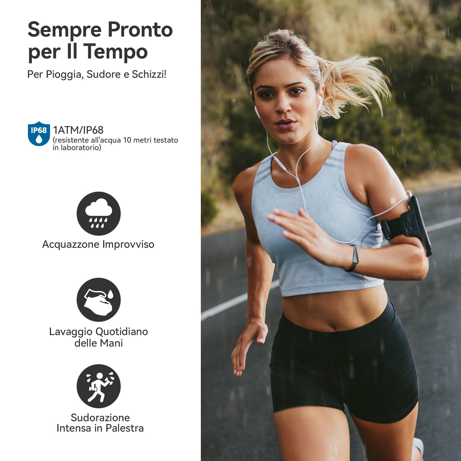Smart Braccialetto Fitness Band senza Display, Smartwatch Fitness Tracker alla Moda Monitoraggio 24/7 Attività, Sonno Frequenza Cardiaca, Modalità Multisport, Autonomia 15 Giorni, IP68