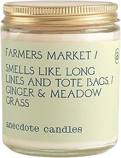 Anecdote Candles 'Farmer's Market' Coconut Soy Wax Candle | Premium Hand Poured & Long Burning | Ginger & Meadow Grass Scent | Phthalate-Free | for Home, Office, Gift - 7.8 Oz