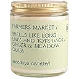 Farmer's Market' Coconut Soy Wax Candle | Premium Hand Poured & Long Burning | Ginger & Meadow Grass Scent | Phthalate-Free | for Home, Office, Gift - 7.8 Oz
