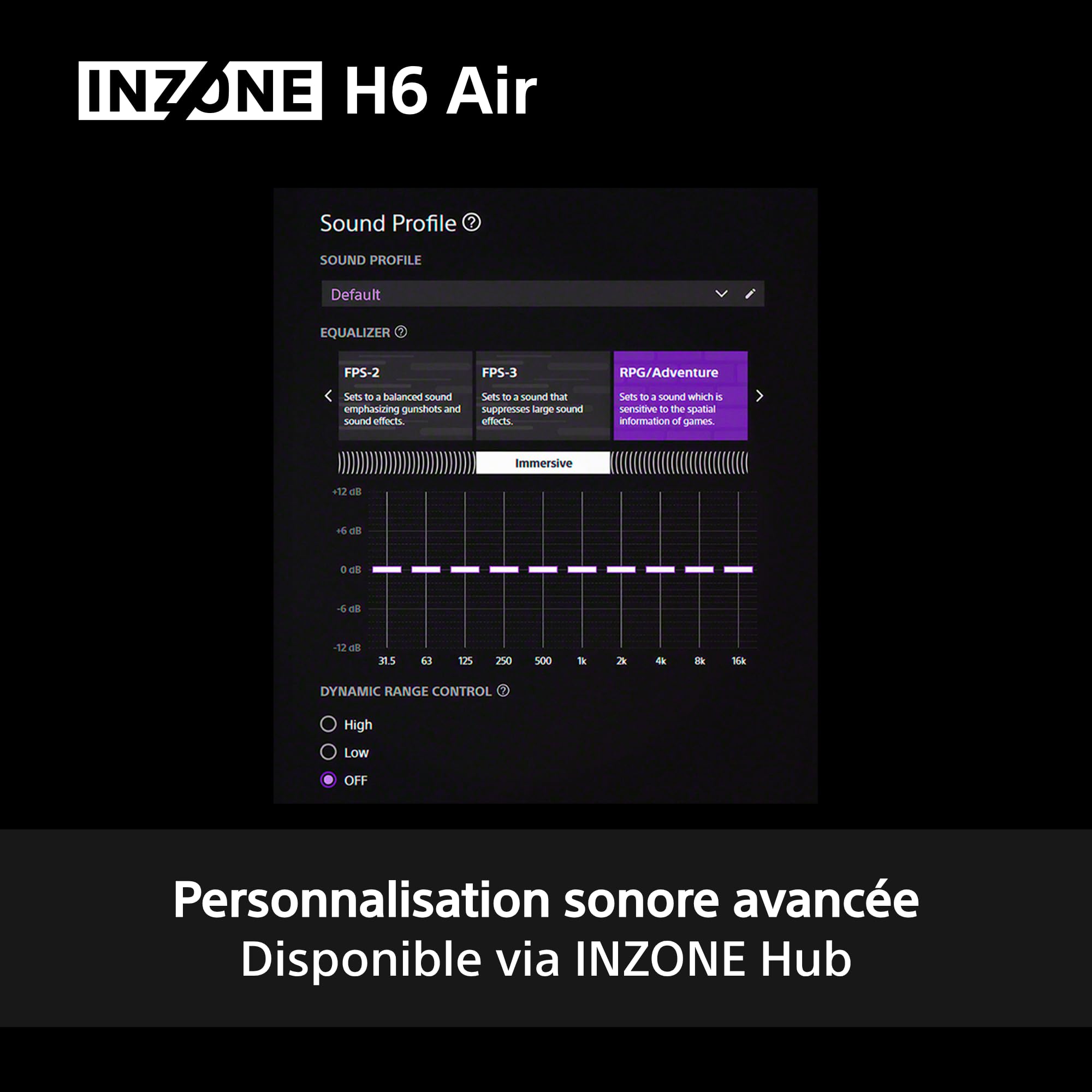 Casque Gaming Filaire Ouvert Sony INZONE H6 Air – Son Spatial 360° pour Le Gaming, Conception Ultra-légère de 199 g, Microphone à Perche Amovible, égaliseur personnalisé INZONE Hub – PC/PS5, Noir