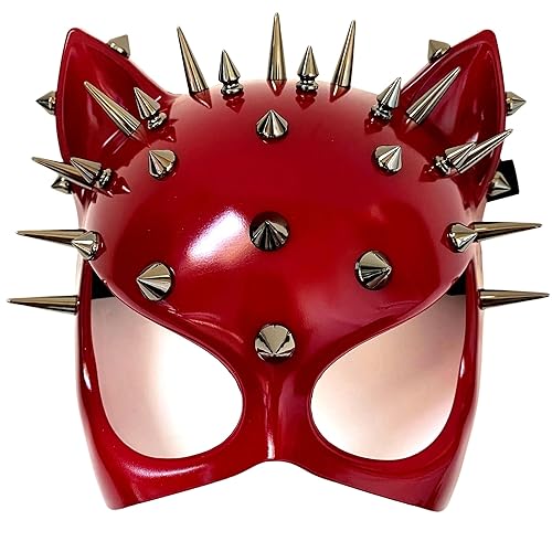 MasqStudio Red Black Cat Woman Dress up Cosplay Party Masquerade Mask Spiky Halloween - Red