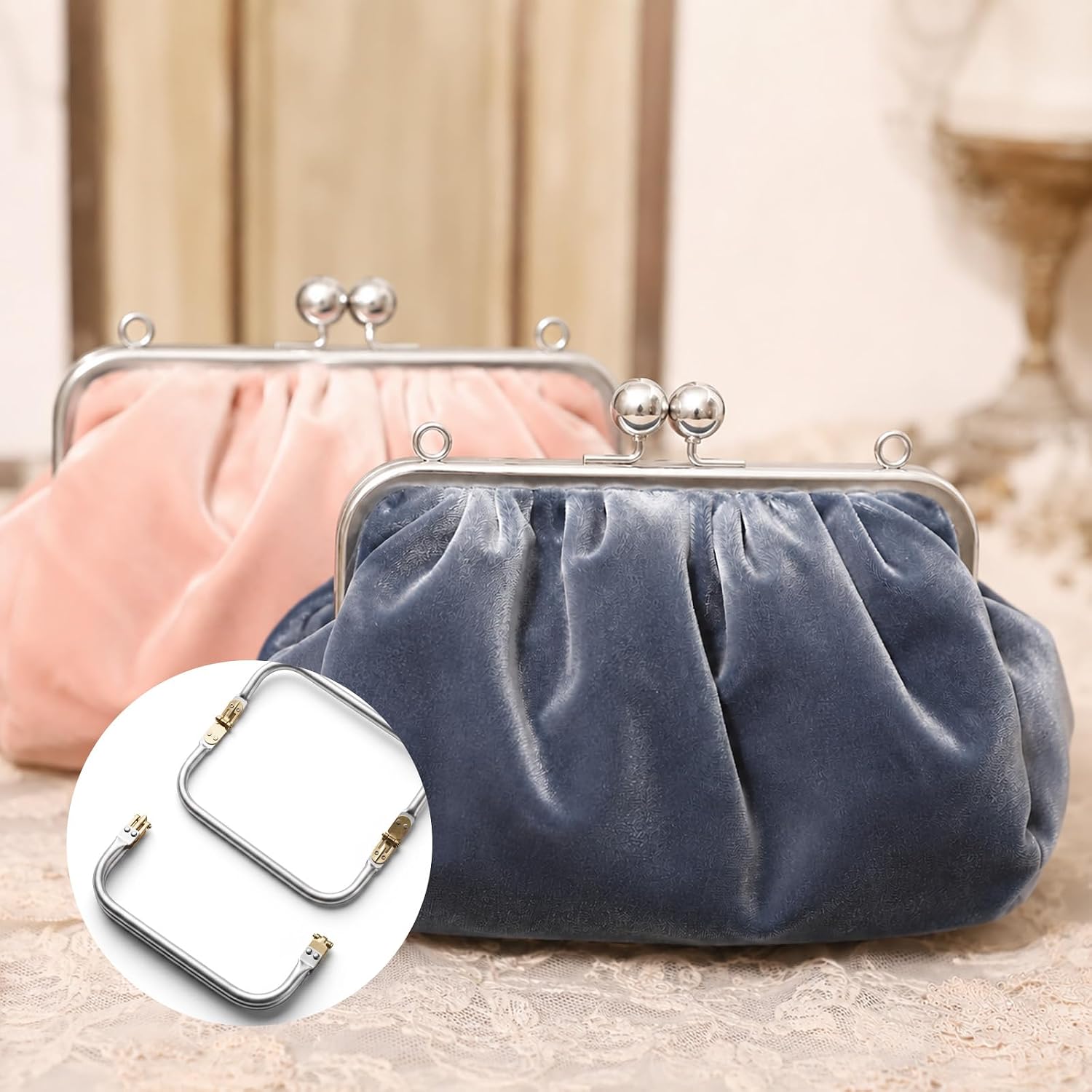 MBAIYO 2 Pcs Metal Purse Frame, 8 Inch Kiss Lock Clasp U-Shaped Bag Frame image 3