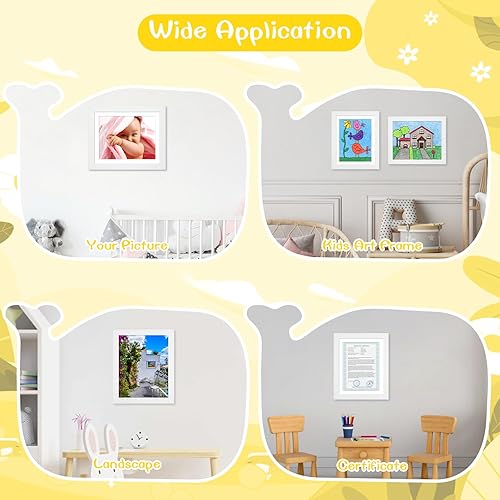 Vista 6 de Paquete de 2 marcos de arte para niños, color blanco, de 10 x 12.5 pulgadas, 8.5 x 11 pulgadas, marco de exhibición de obras de arte infantil