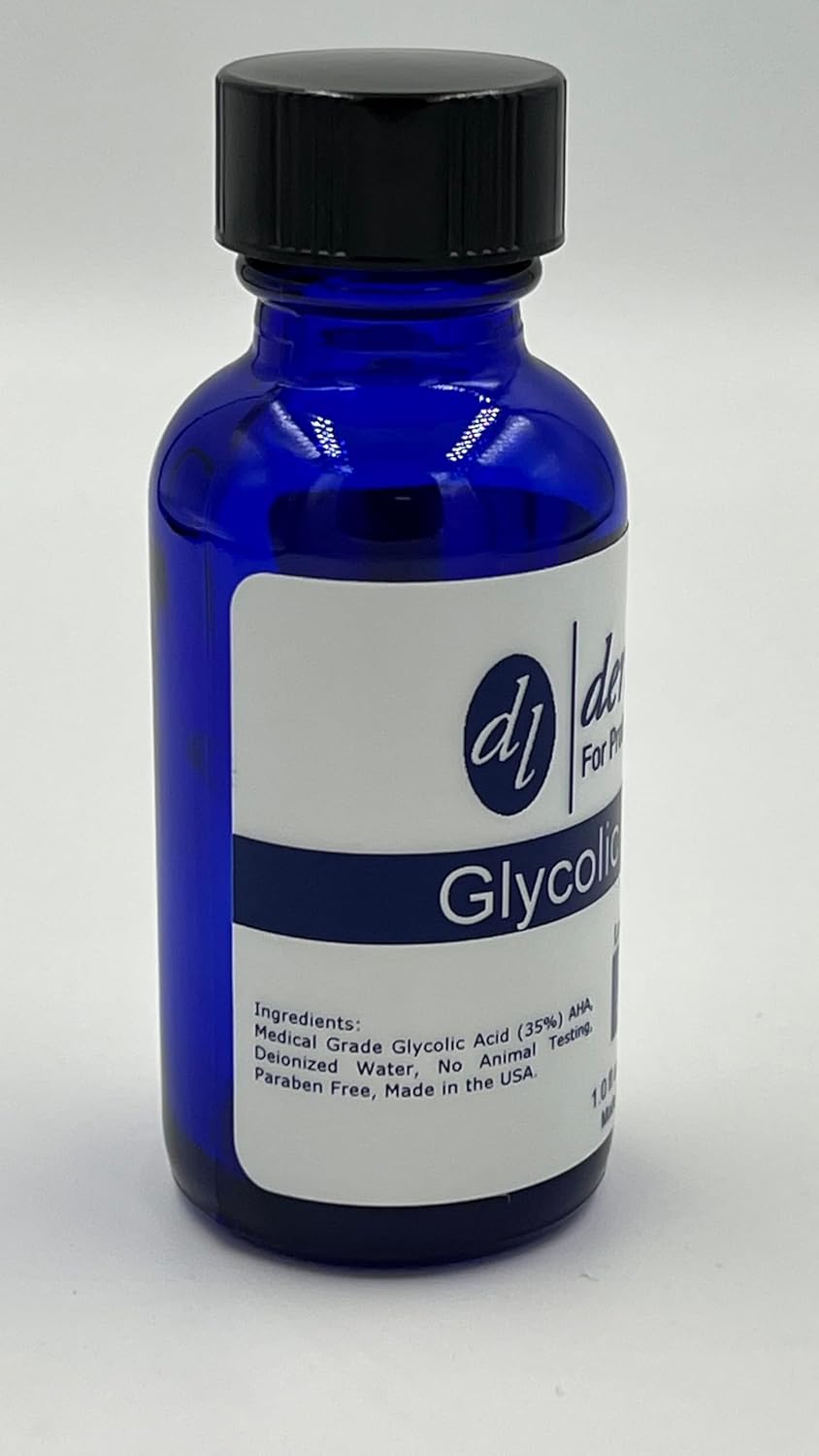 Dermalure Glycolic Acid Peel 35% - Face Exfoliant, Evens Skin Tone, Minimizes Wrinkles & Hyper-Pigmentation, 1oz (30ml), pH 1.3