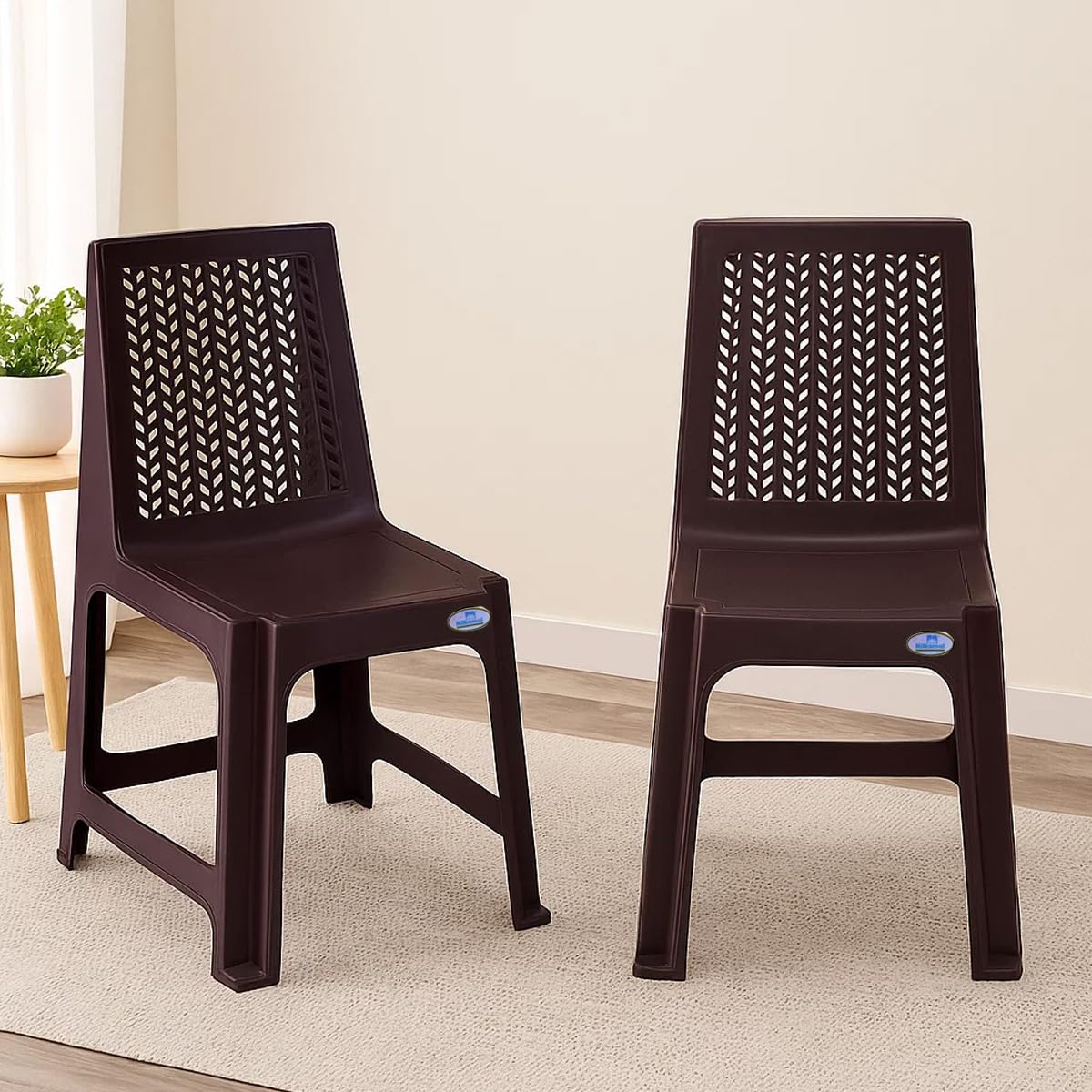 Nilkamal Viva Plastic Chair | Set of 2 | for Living Room, Bed Room, Kitchen, Office Room, Outdoor | 100% Polypropylene Stackable Chair (Season Rust Brown)