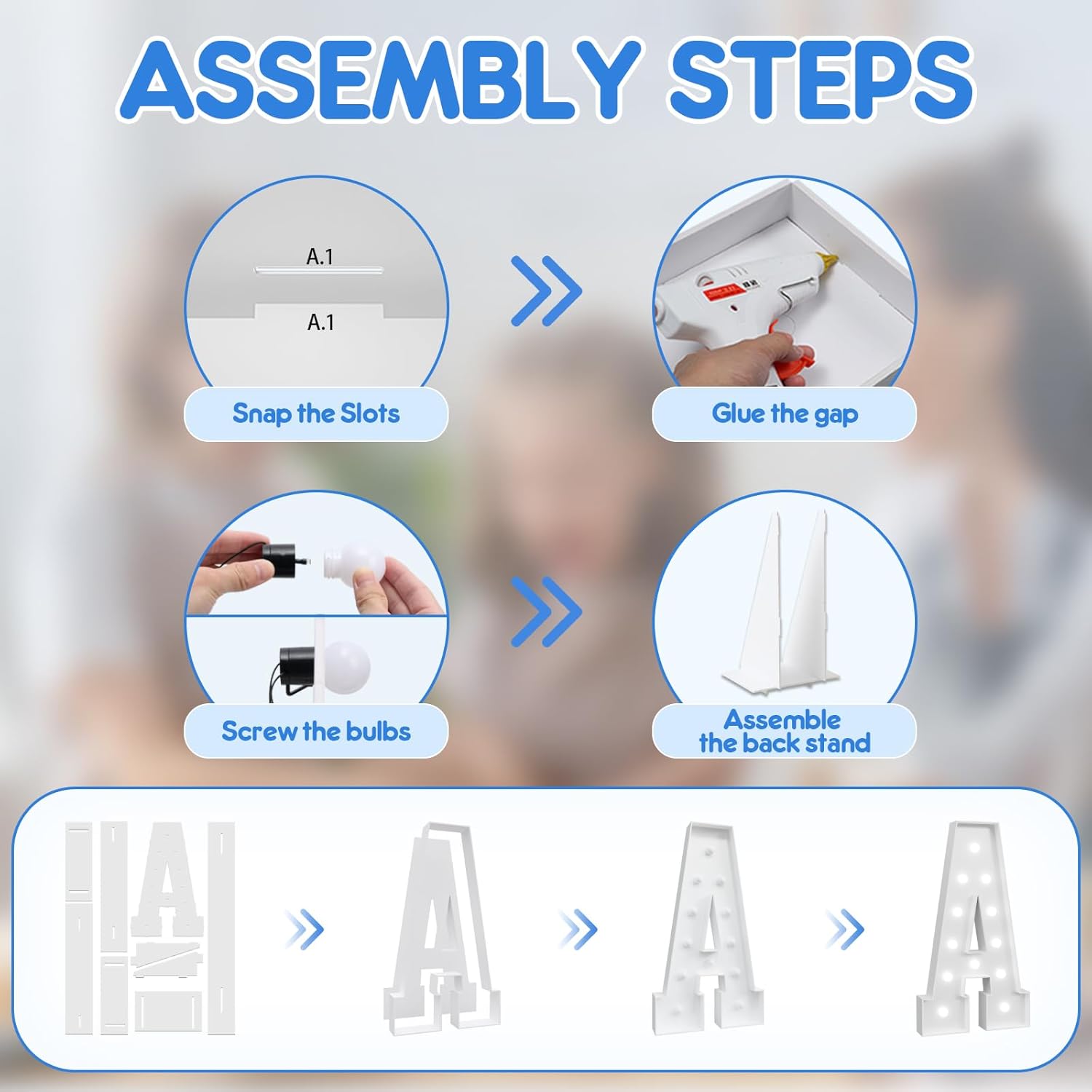 4FT Marquee Letters, Cool Light Up Letters A for Birthday Anniversary Graduation Party Decorations, Marry Me Signs for Wedding Decor (DIY Kit) - Image 6