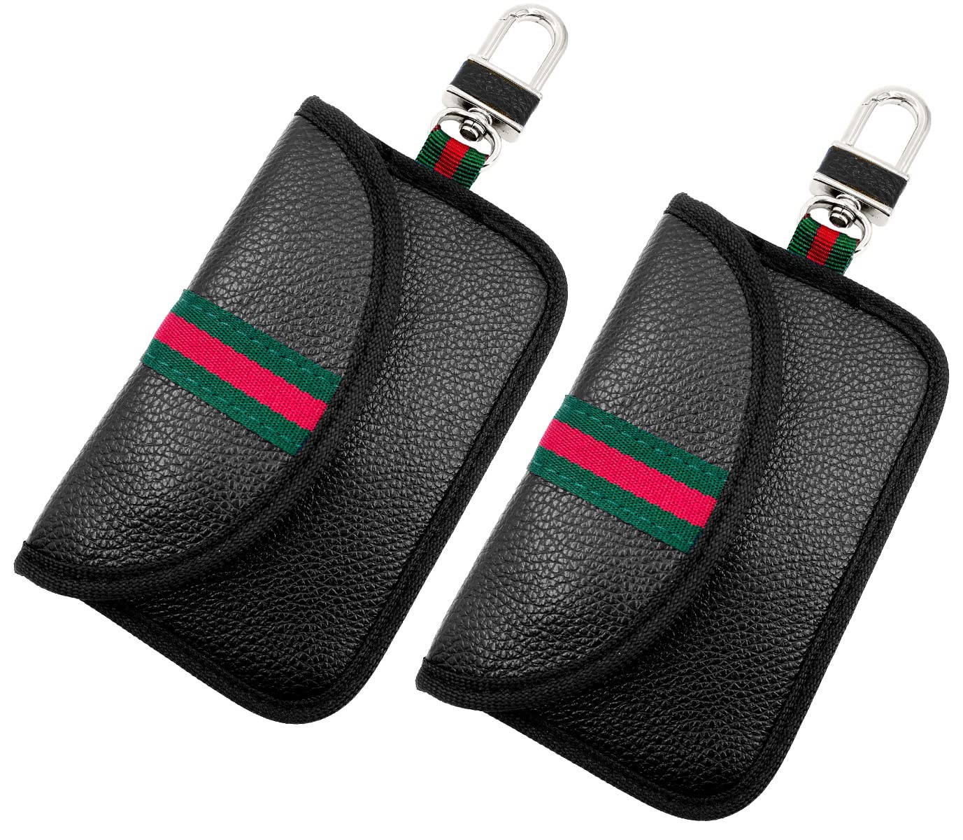 VAWcornic 2 Pack Faraday Pouch for Car Keys, PU Leather Faraday Bag Keyless Car Key Signal Blocker Pouch RFID Blocker Bag for Car Security, Anti-Theft Remote Entry Smart Fobs Protection - Black